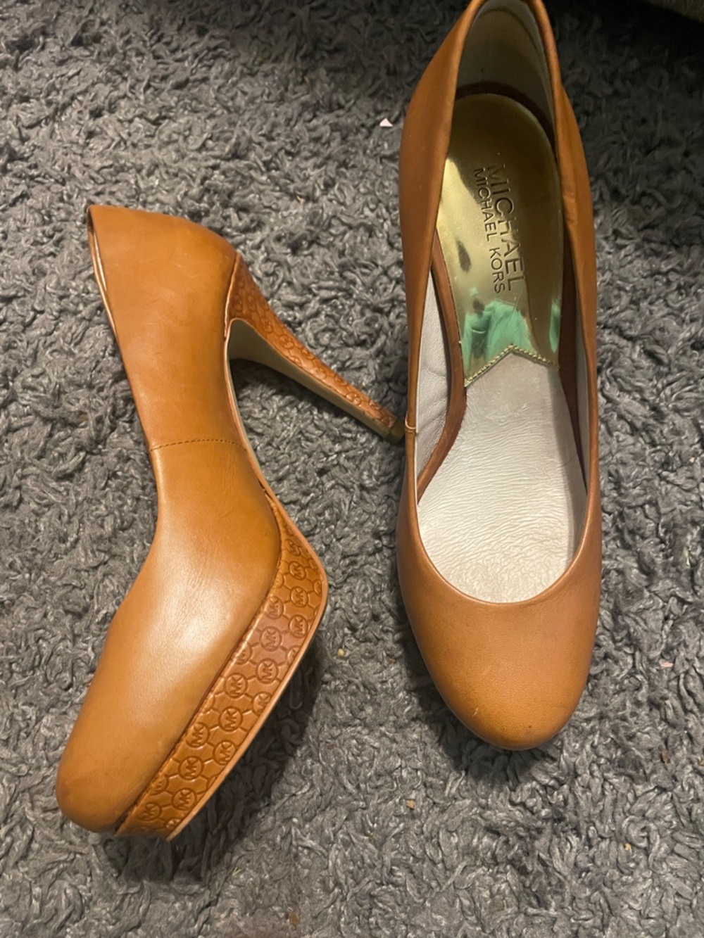 Michael Kors Cognac Leather Platform Pumps